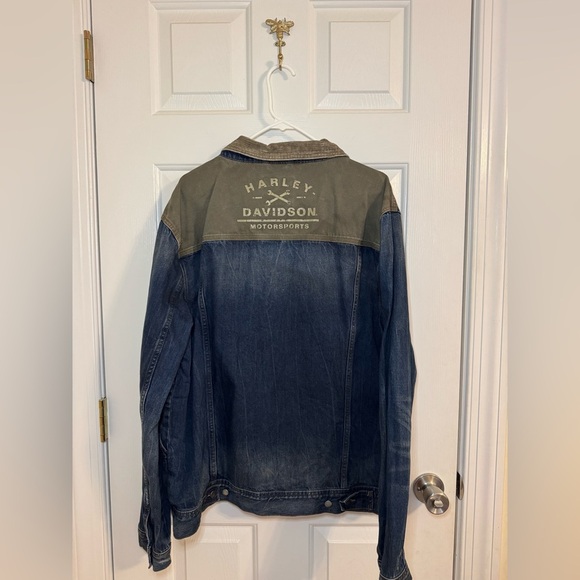 Harley Davidson Denim Jacket XXL Distressed - Picture 1 of 9